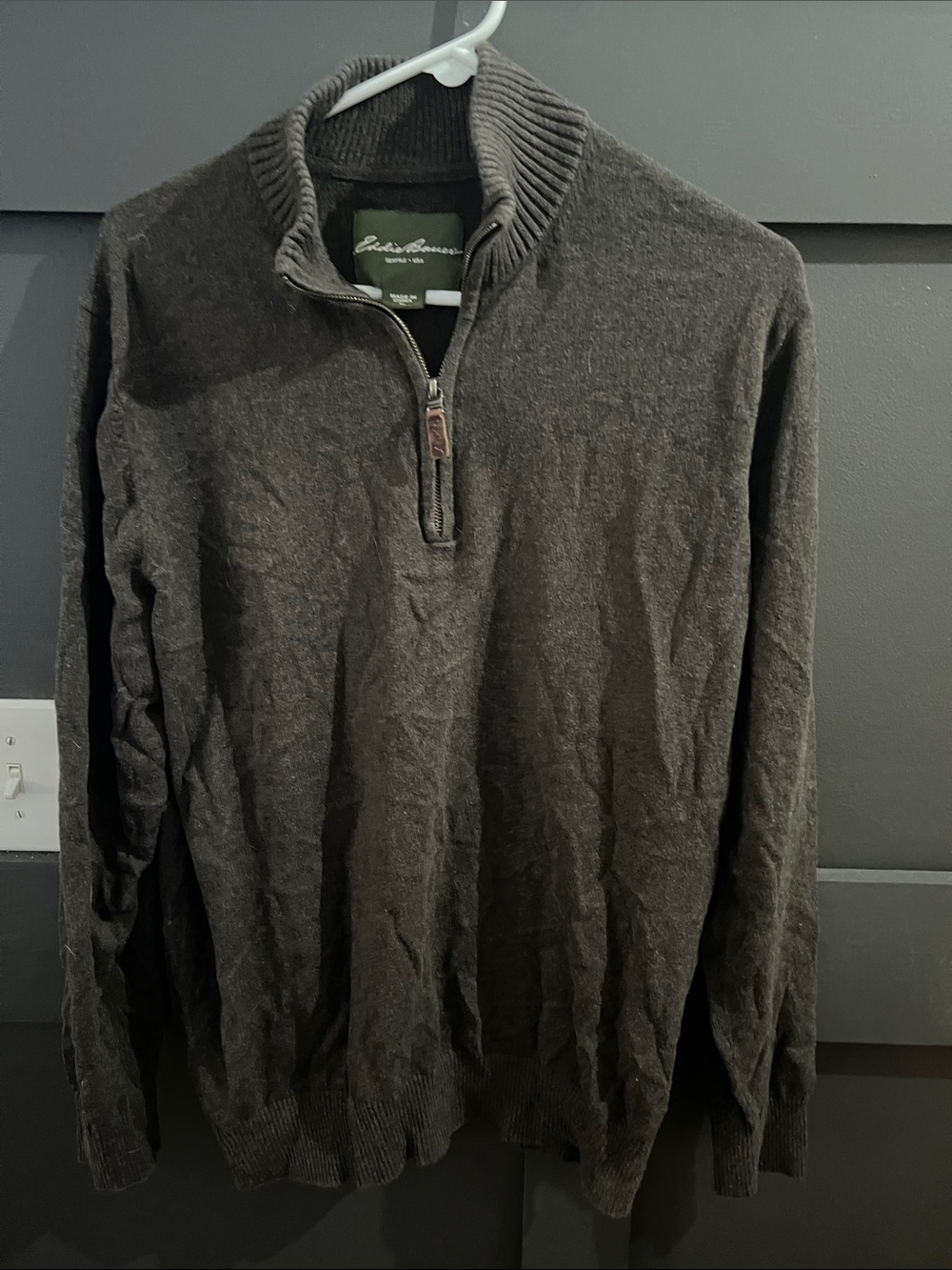 Eddie Bauer Men's Dark Brown Half-Zip Sweater
